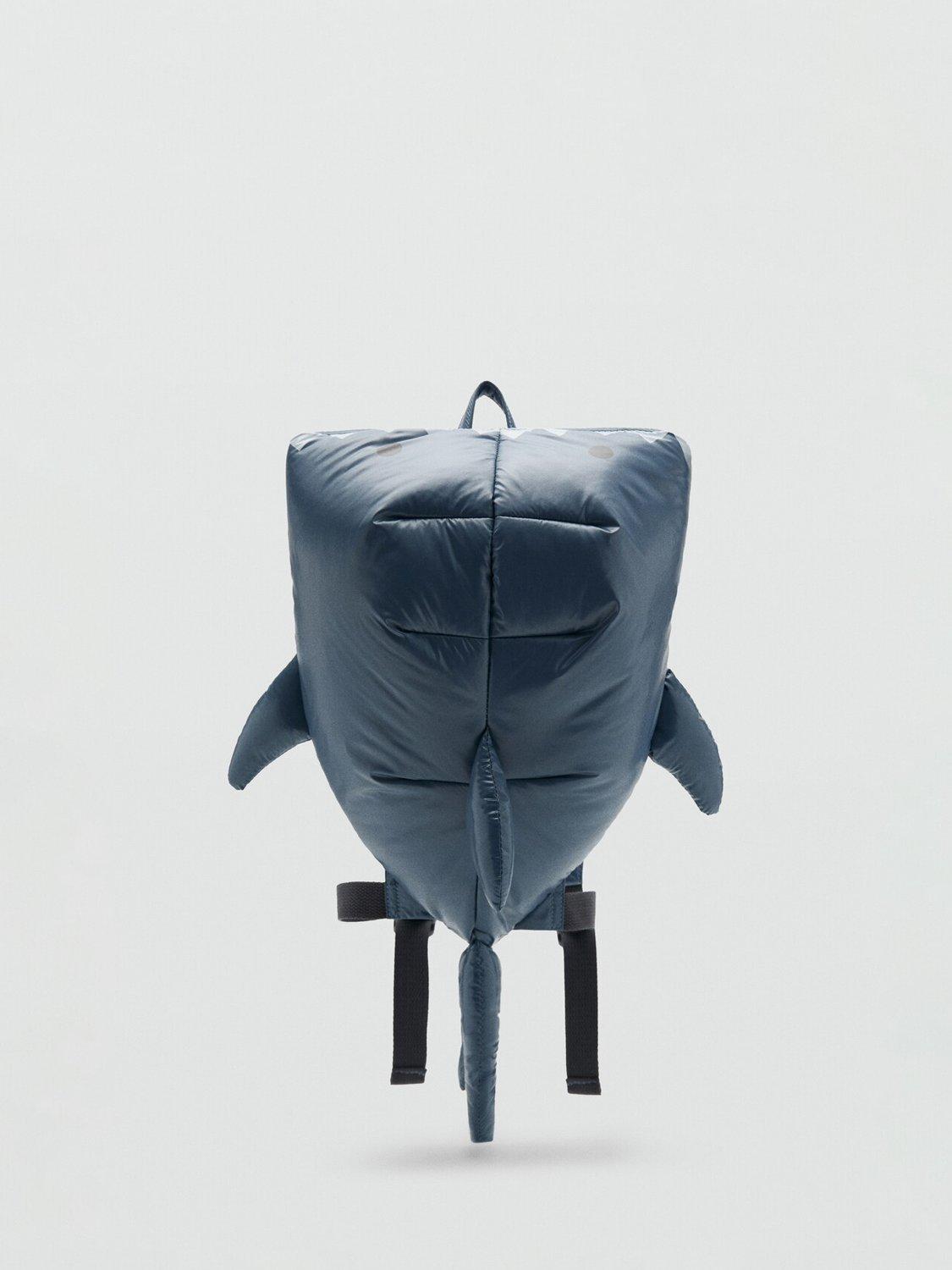 Mango Kids Shark Backpack blue plush design - British product