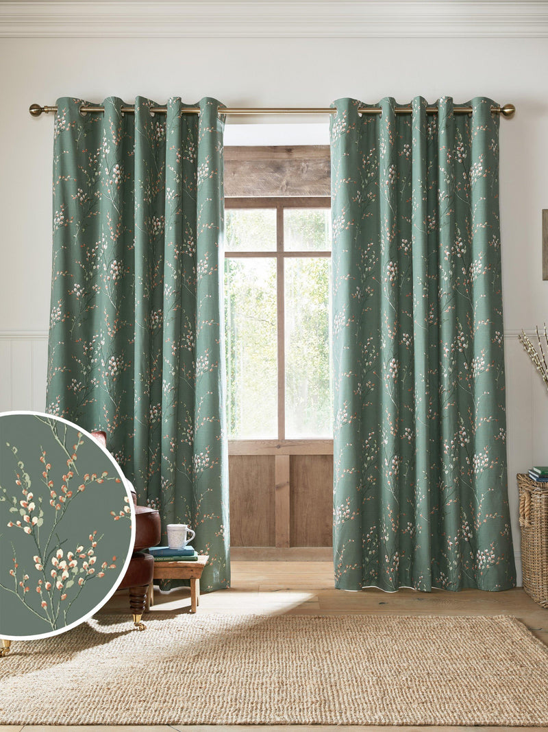Laura Ashley Pussy Willow blackout curtains fern green, imported from the UK
