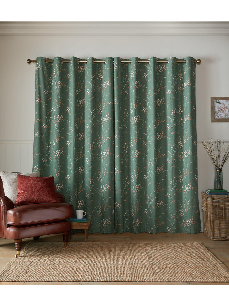 Laura Ashley Pussy Willow blackout curtains fern green, imported from the UK