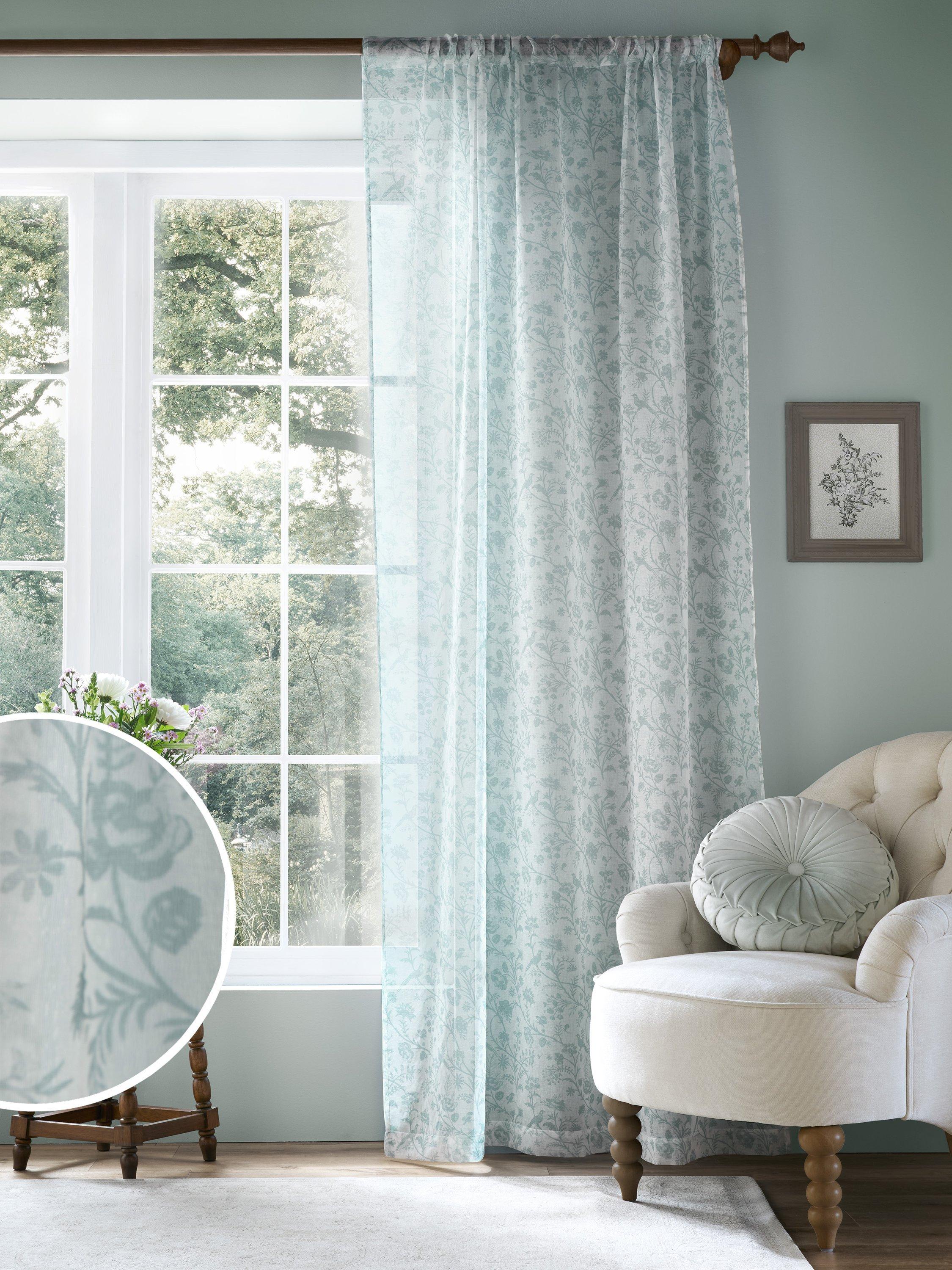 Laura Ashley slot top voile panel duckegg 137cm, UK version