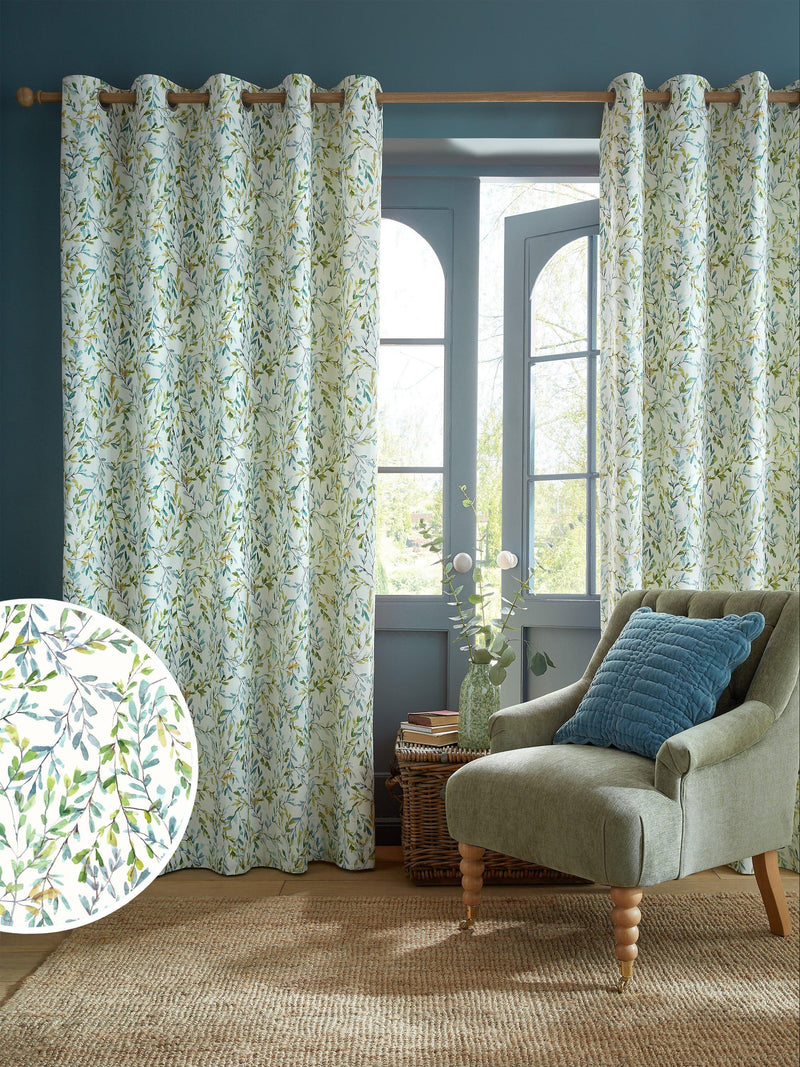 Laura Ashley Brayton Leaves lined eyelet curtains - British product