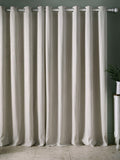 Laura Ashley Cornish Chenille Stripe Natural lined eyelet curtains W112x137cm, UK version
