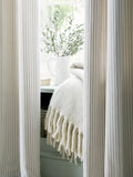 Laura Ashley Cornish Chenille Stripe Natural lined eyelet curtains W112x137cm, UK version