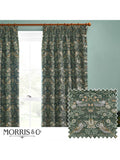 Morris & Co Strawberry Thief curtains in forest green - British product