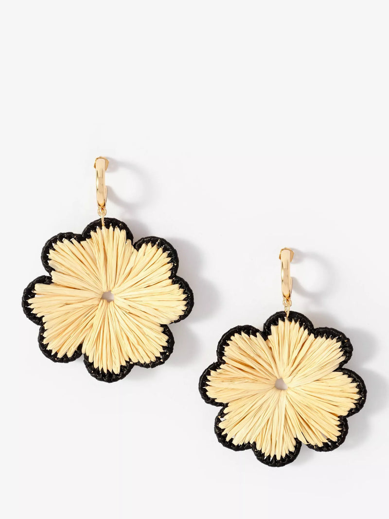 Mint Velvet raffia flower drop earrings natural gold - British product