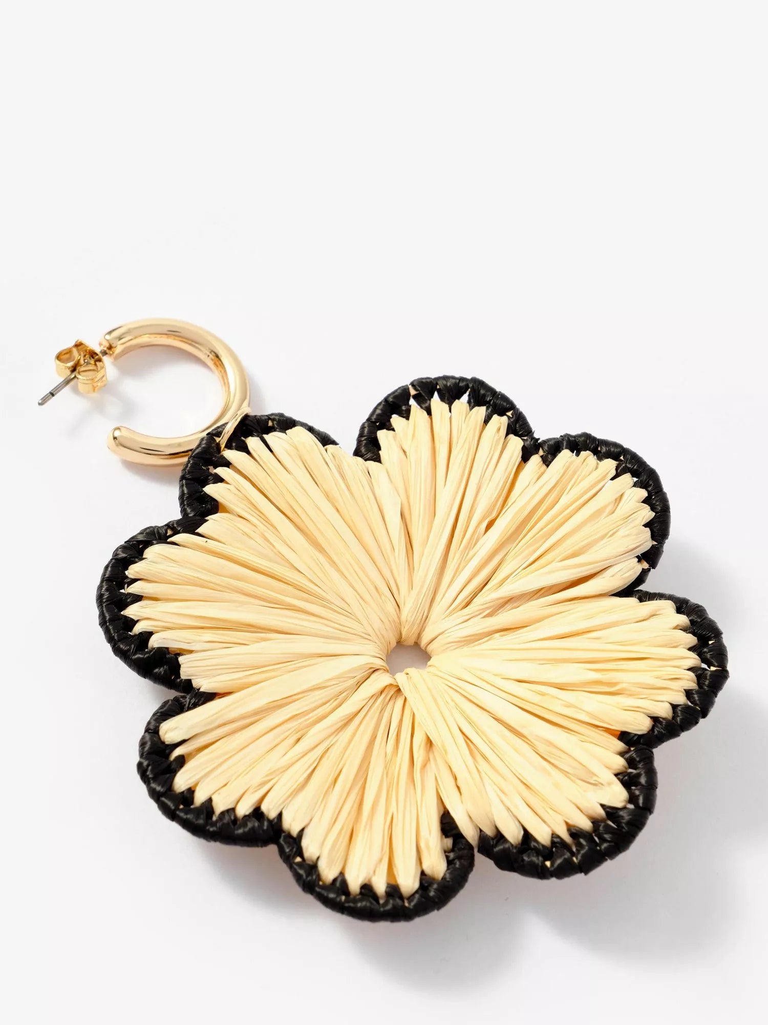 Mint Velvet raffia flower drop earrings natural gold - British product
