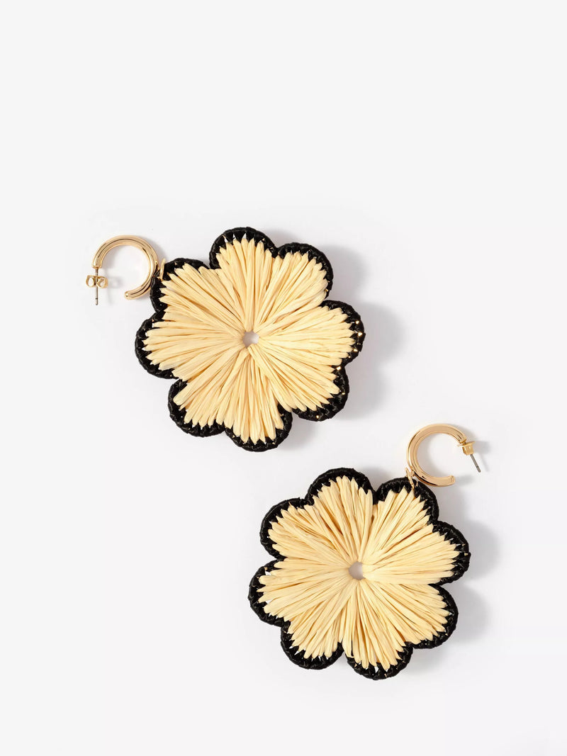 Mint Velvet raffia flower drop earrings natural gold - British product