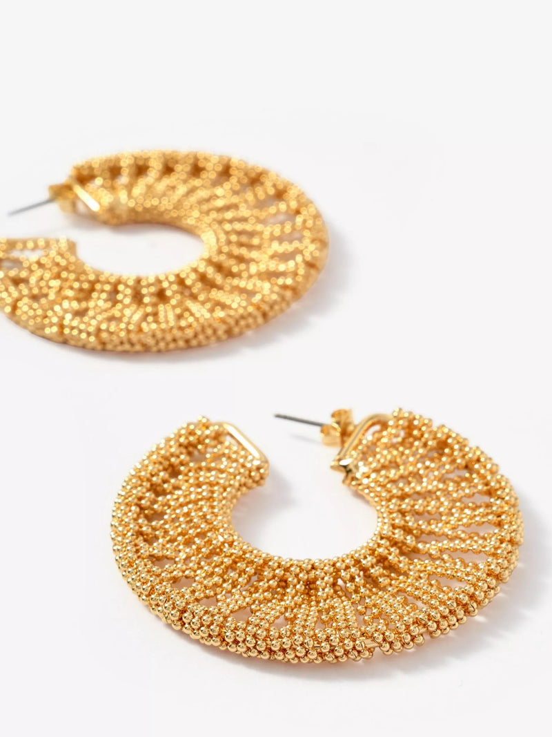 Mint Velvet beaded half hoop earrings in gold, UK version