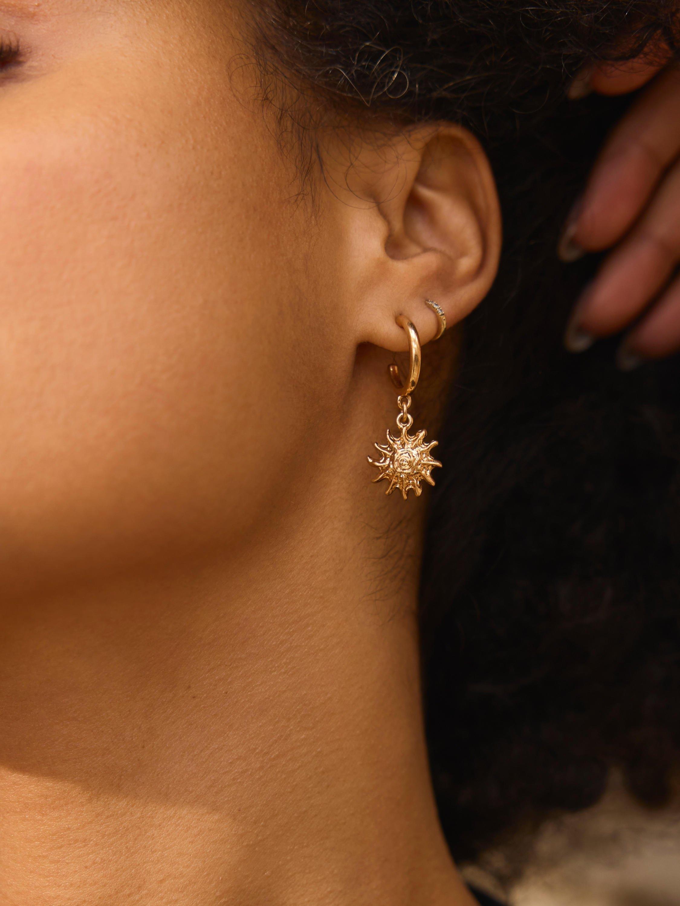 Mint Velvet sun charm hoop earrings 3.5cm, UK version