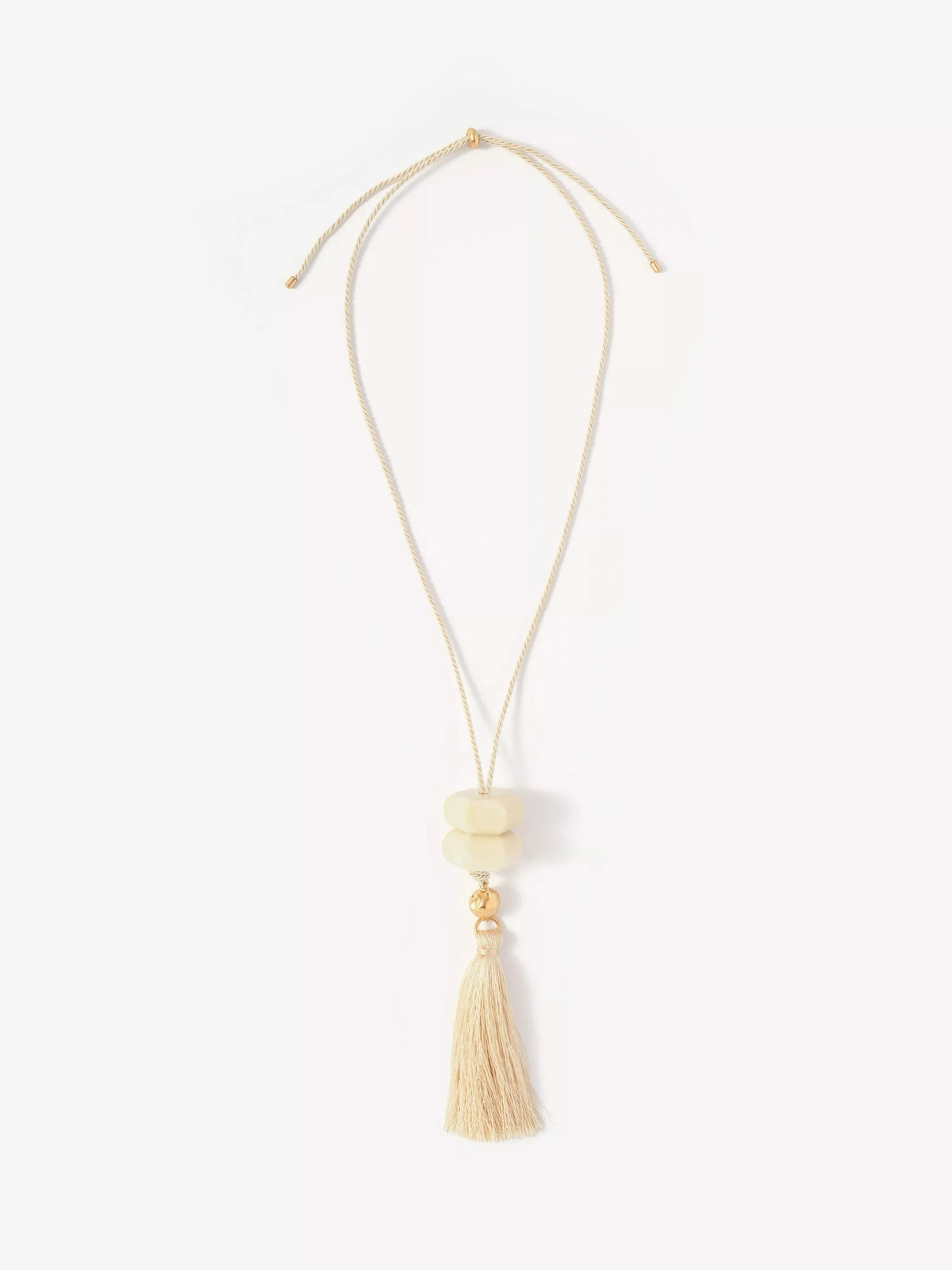 Mint Velvet tassel pendant necklace gold cream 62cm (British brand)