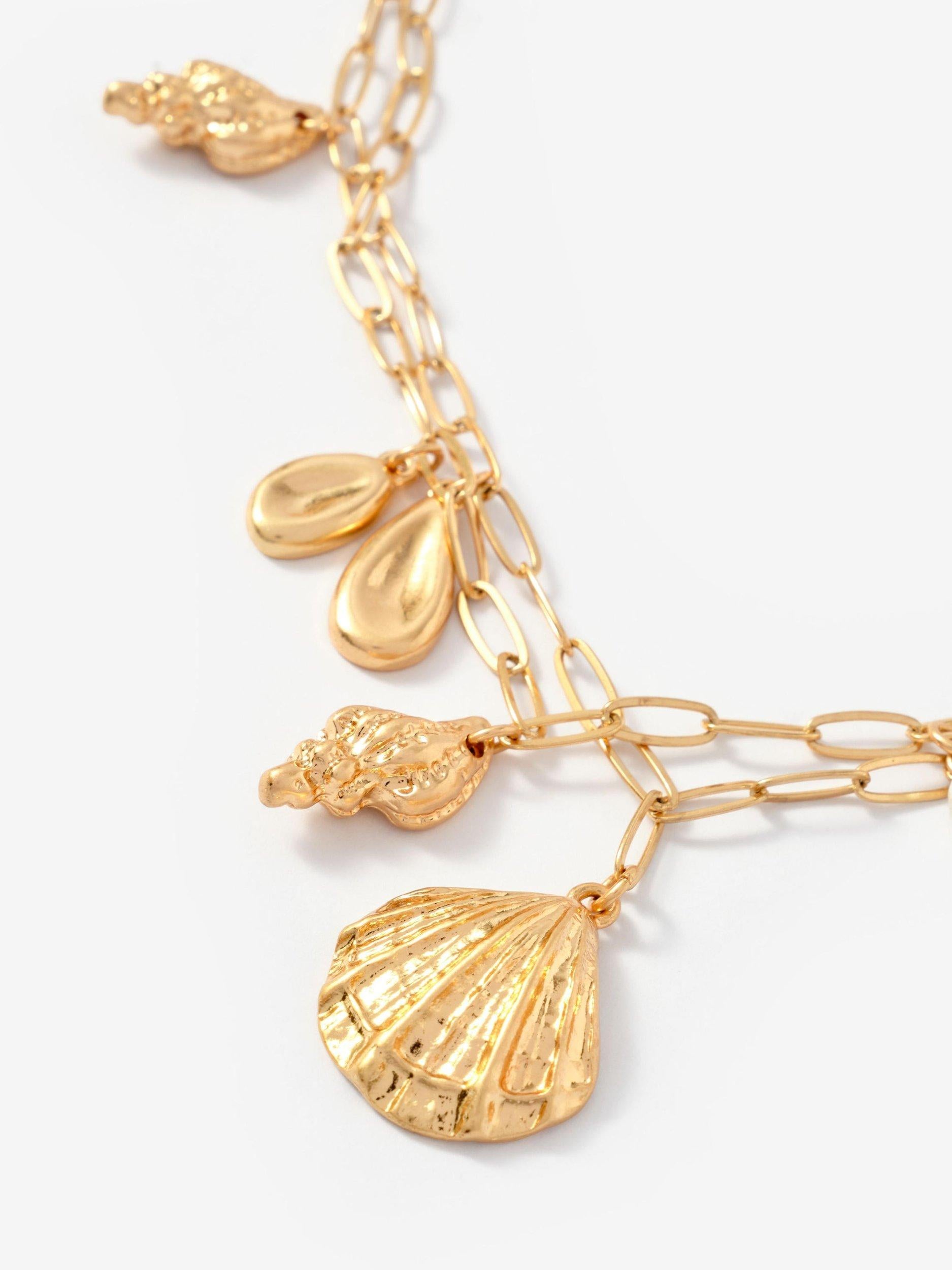 Mint Velvet layered charm necklace gold 42cm, imported from the UK