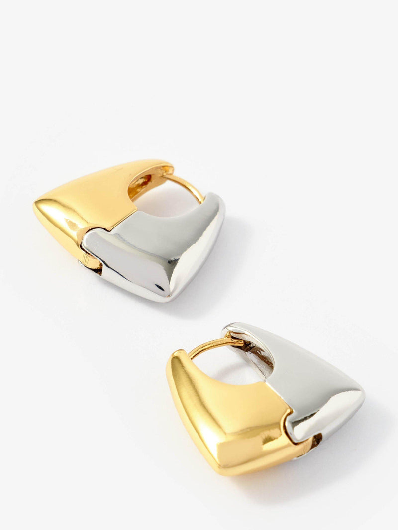 Mint Velvet two-tone hoop earrings gold silver, imported from the UK
