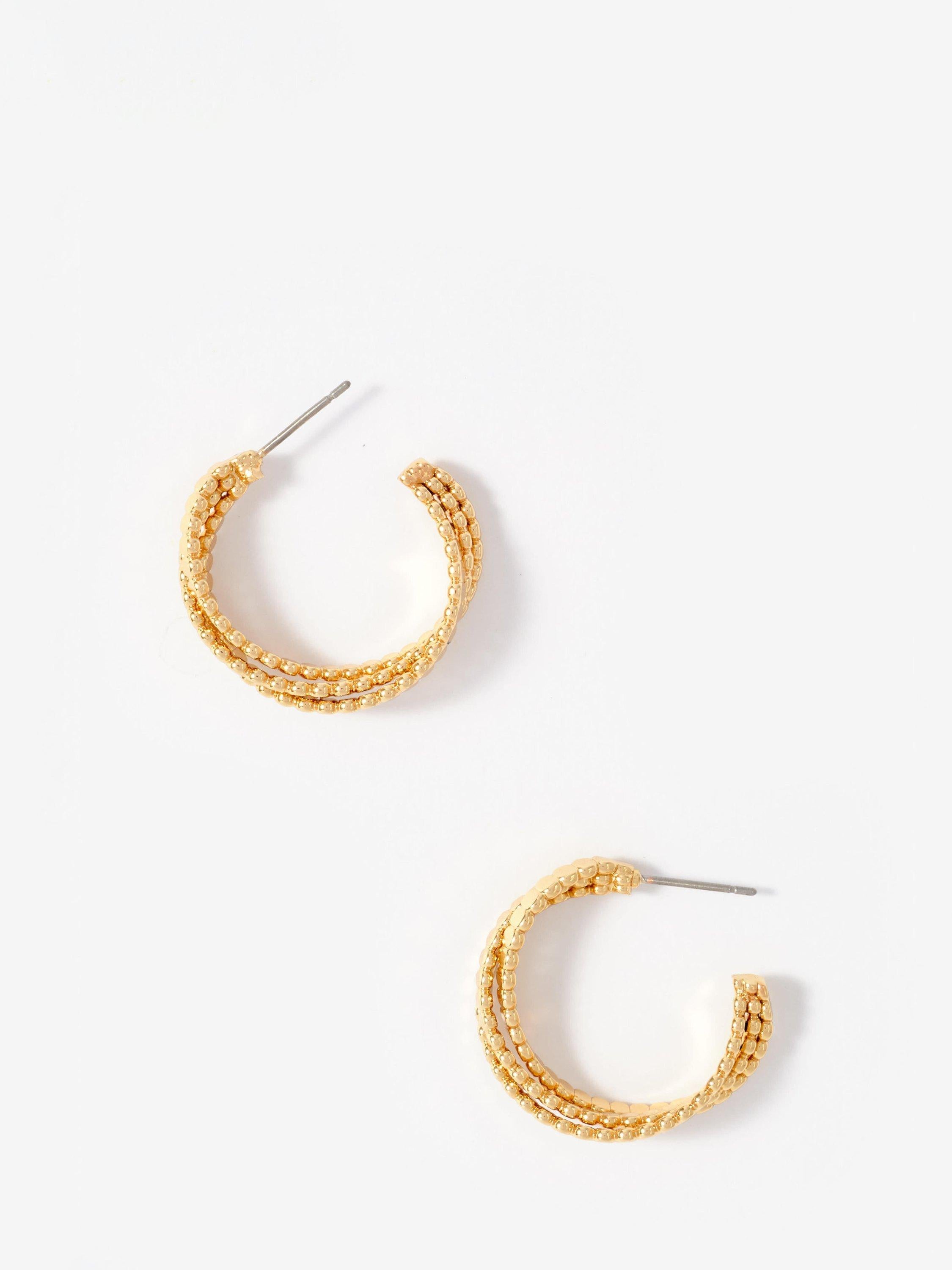 Mint Velvet cross over hoop earrings gold 3cm UK version