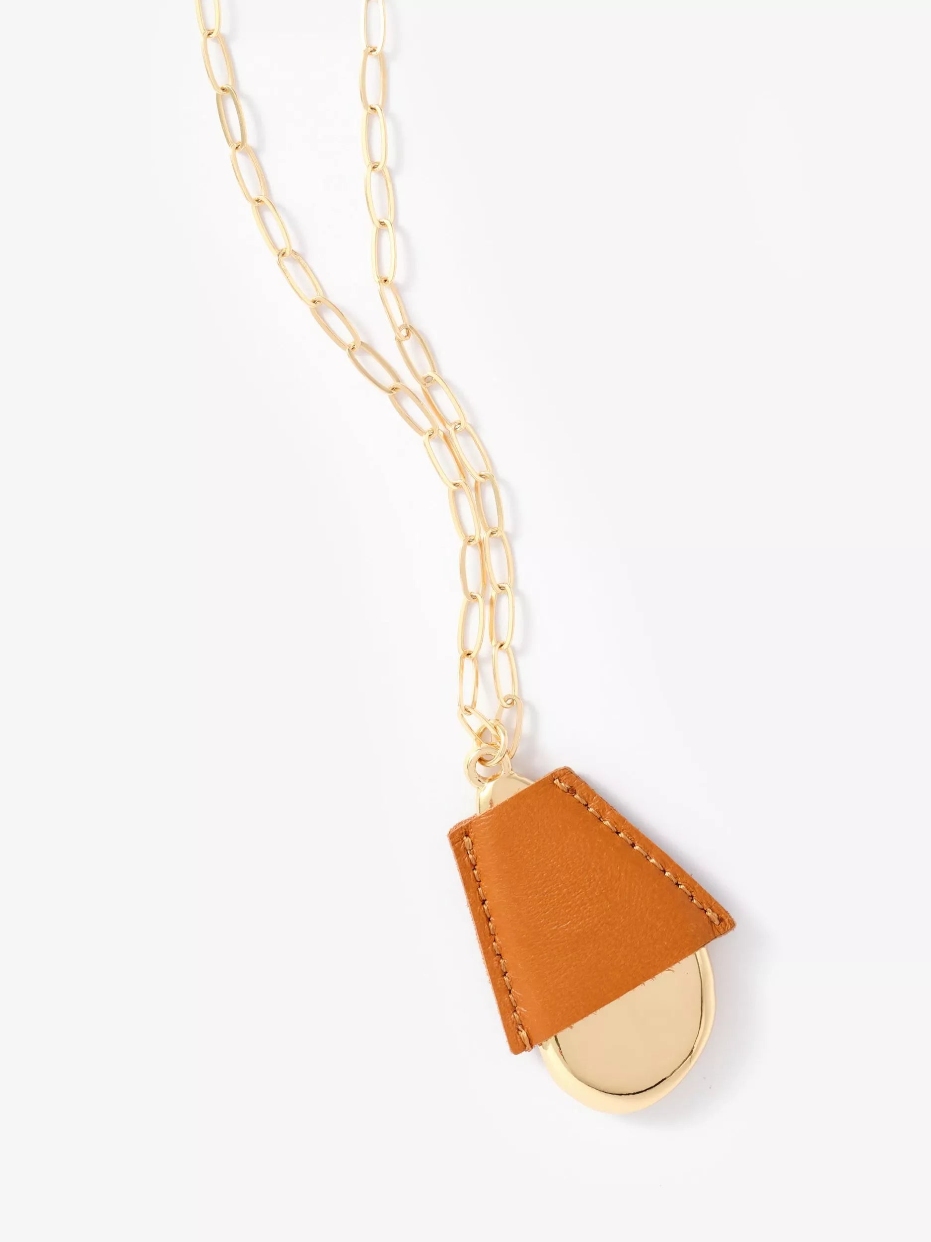 Mint Velvet gold tone faux leather pendant necklace 82cm, imported from the UK