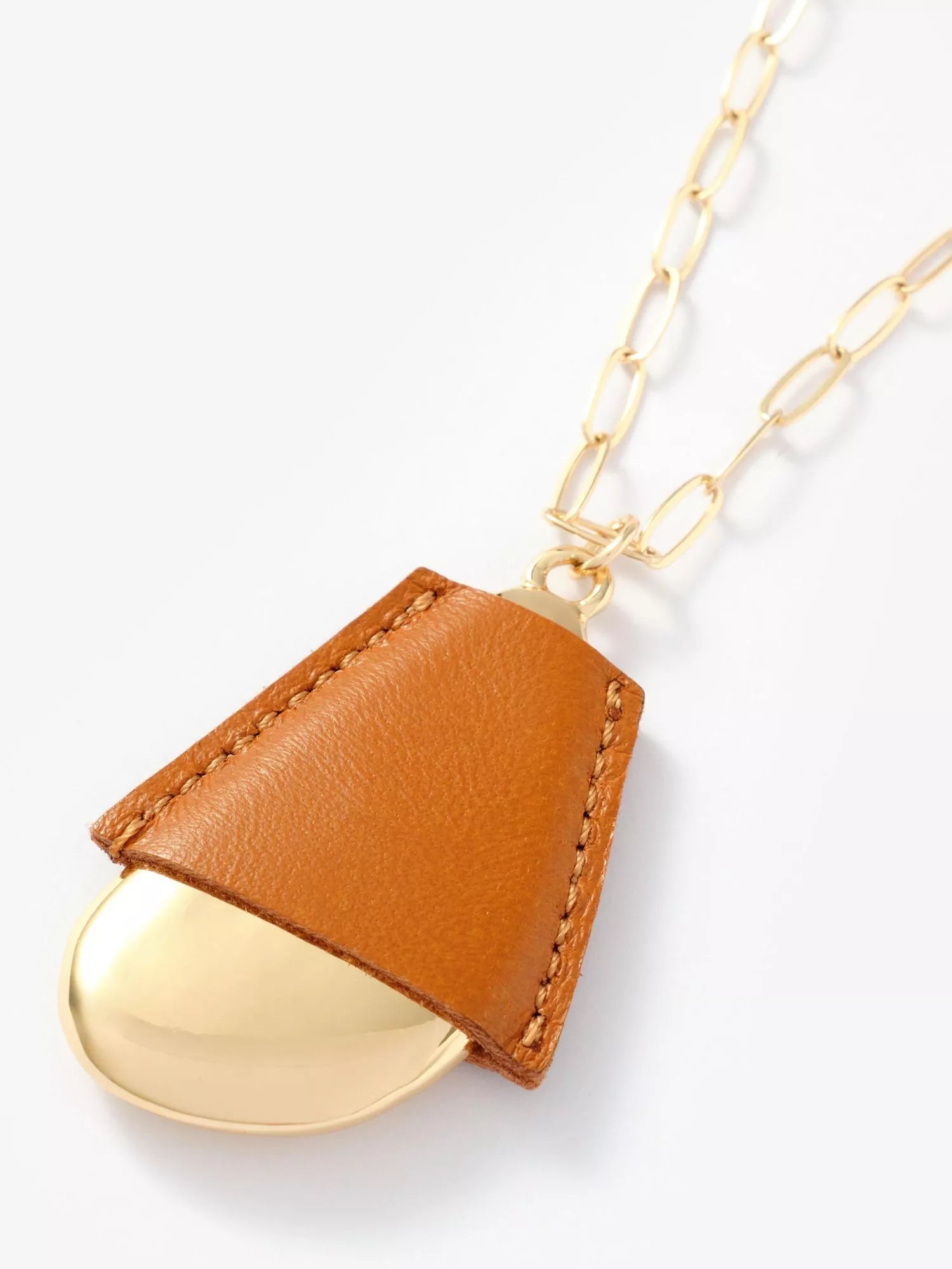 Mint Velvet gold tone faux leather pendant necklace 82cm, imported from the UK