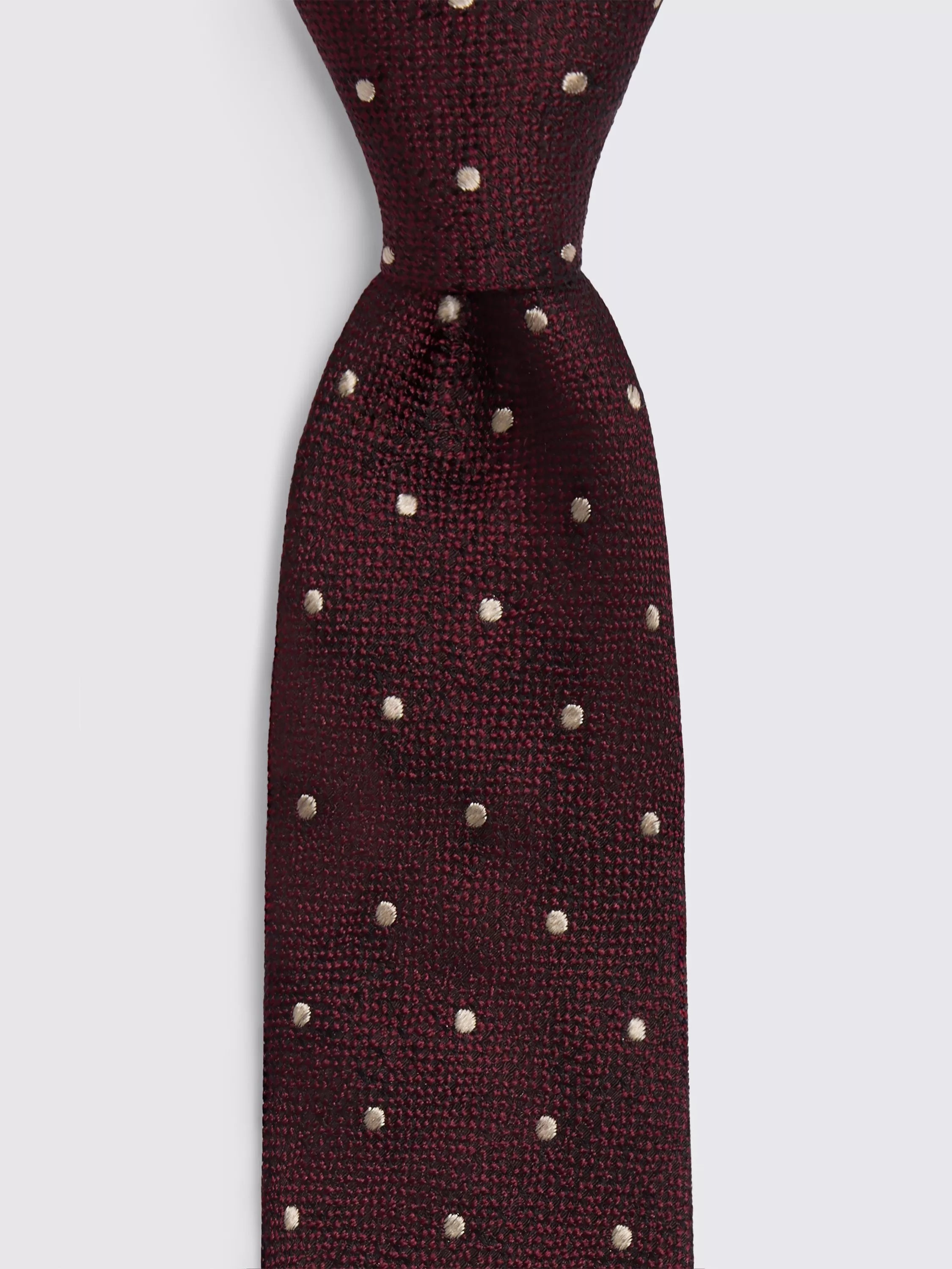 Moss burgundy polka dot silk tie, UK version