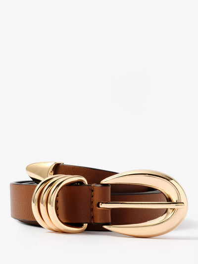John Lewis Mint Velvet Classic Buckle Pure Leather Belt Tan- Buy online at McGrocer