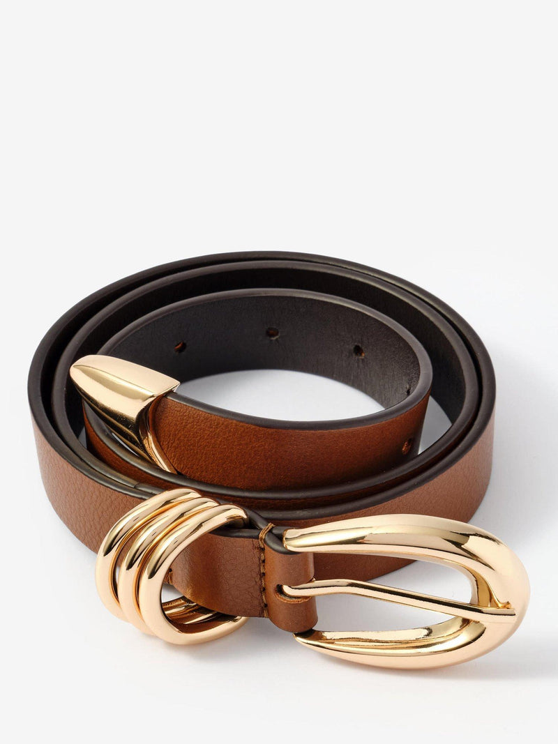 Mint Velvet classic buckle pure leather belt tan (British brand)