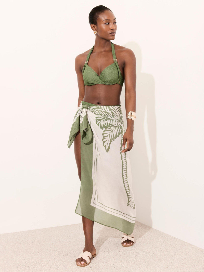 Mint Velvet palm print scarf cover up green multi - British product
