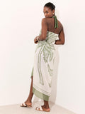 Mint Velvet palm print scarf cover up green multi - British product