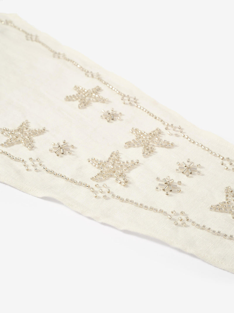 Mint Velvet floral embellished linen neck scarf - British product