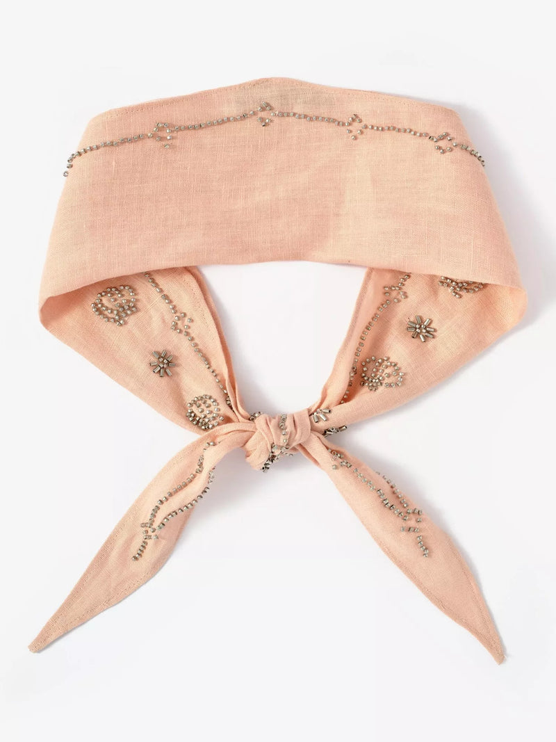 Mint Velvet floral embellished linen neck scarf - British product