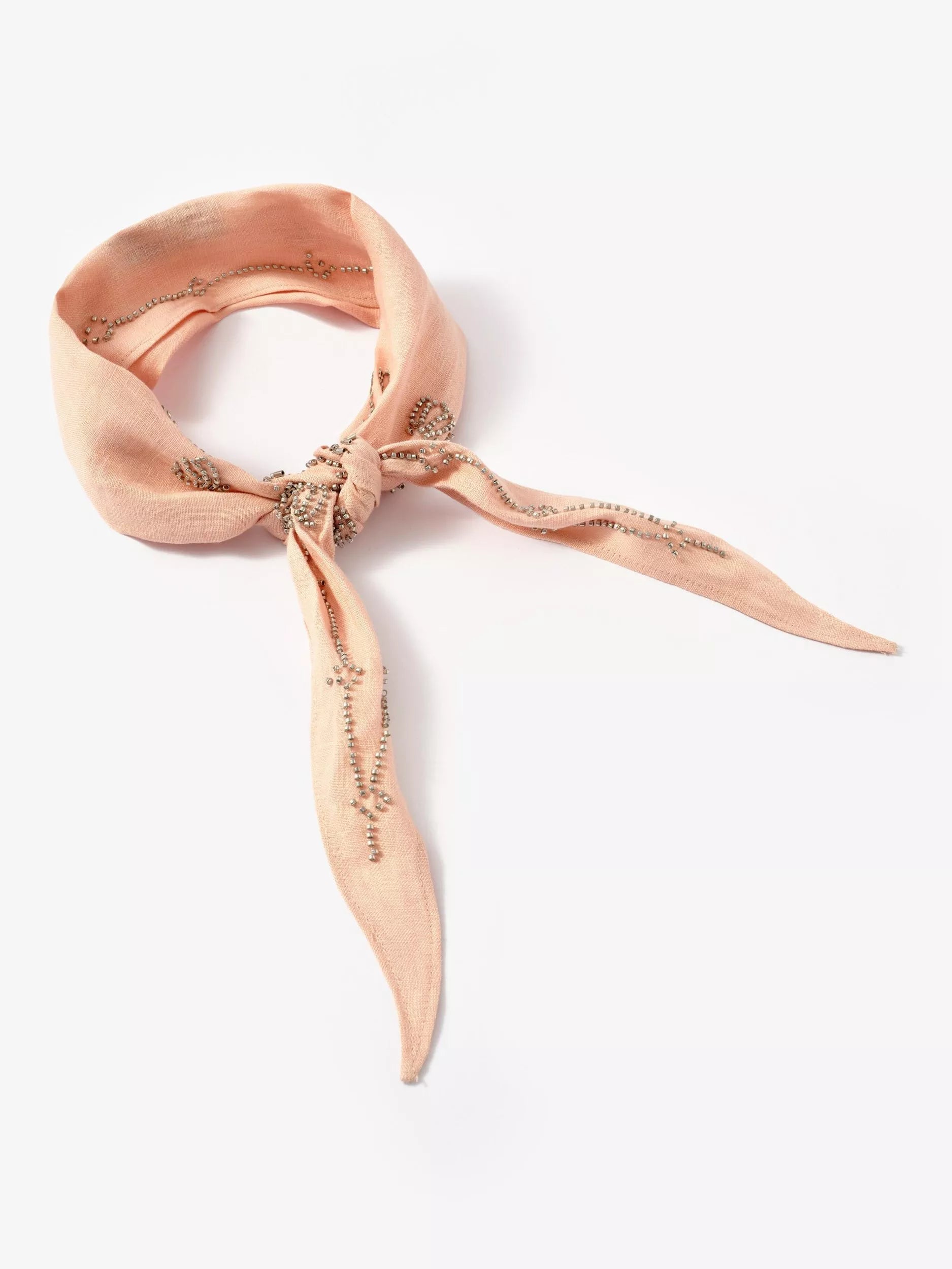 Mint Velvet floral embellished linen neck scarf - British product