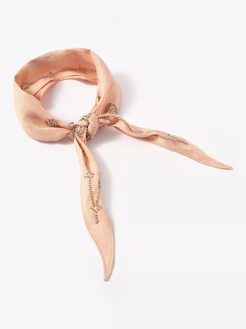 Mint Velvet floral embellished linen neck scarf - British product