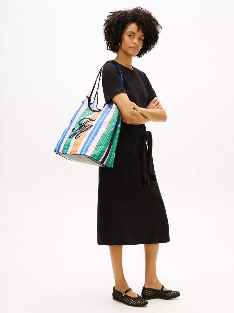 Tommy Hilfiger stripe summer tote bag in mesh, UK version