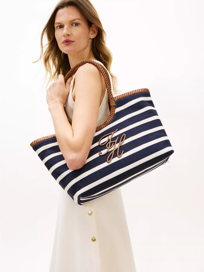 Tommy Hilfiger navy blue stripe tote bag (British brand)