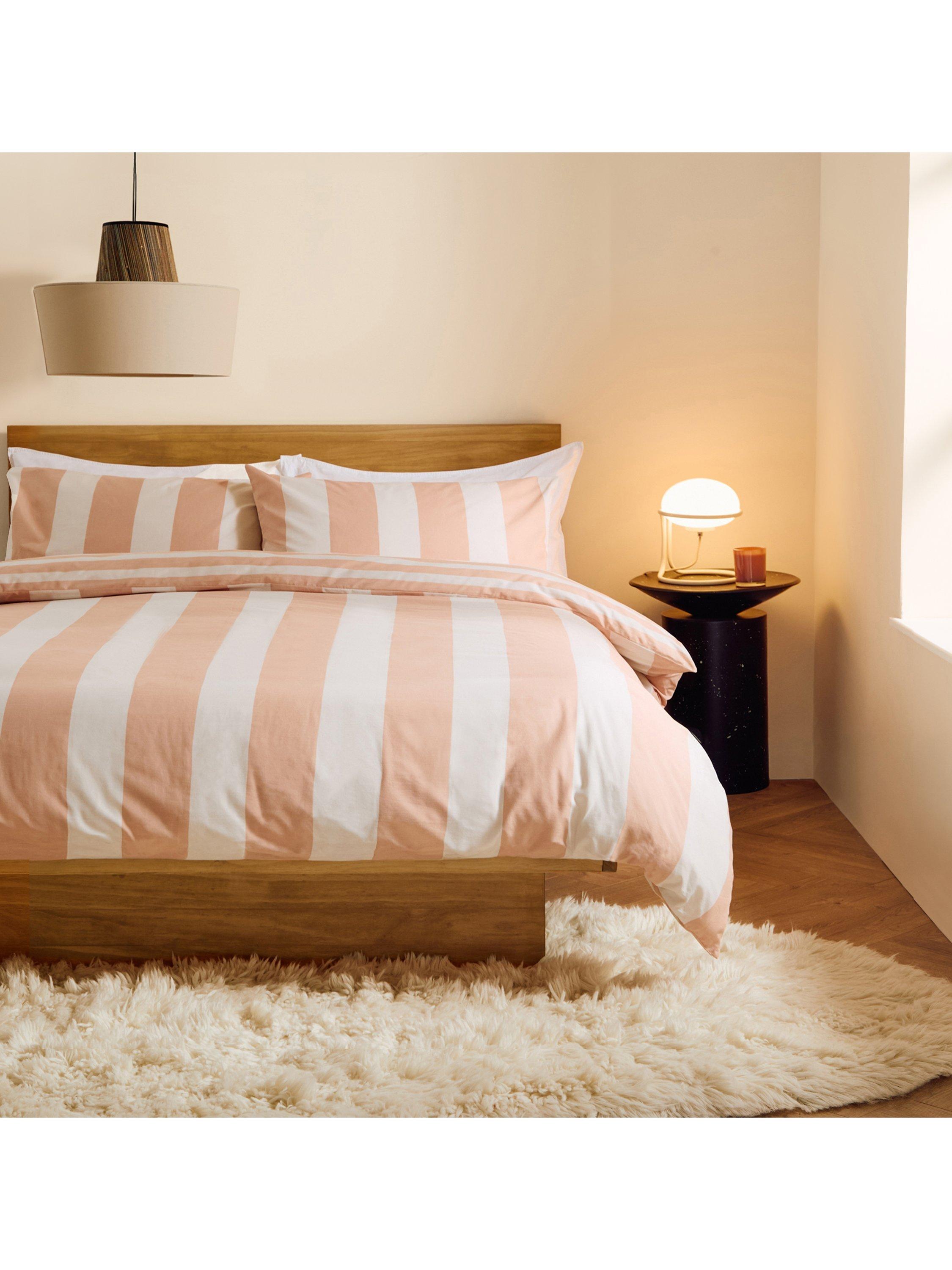 MADE wide stripe duvet cover set pink clay, imported from the UK
