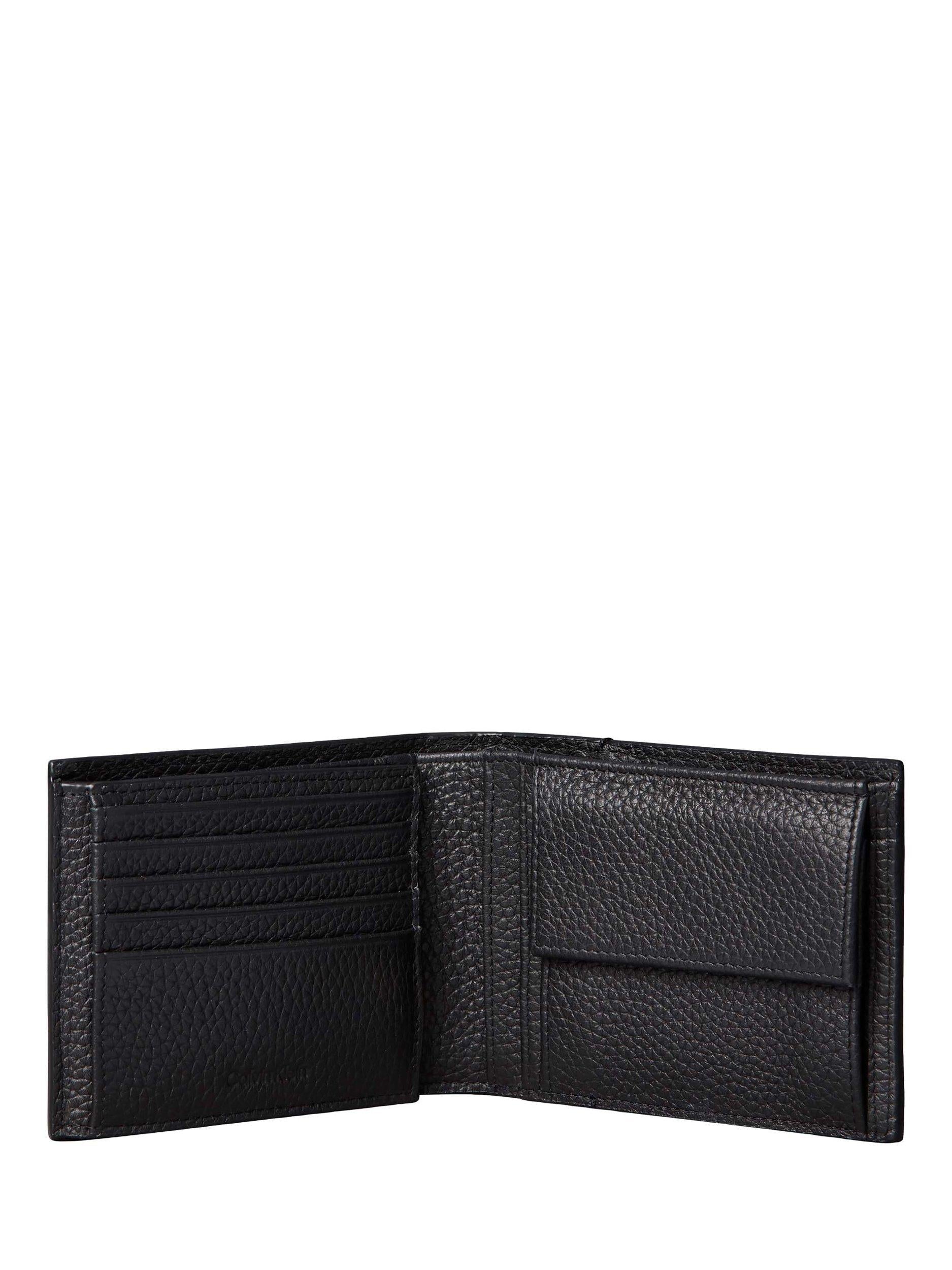 Calvin Klein trifold leather wallet black foil embossed, UK version