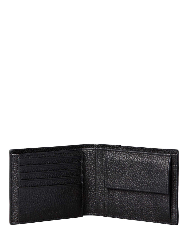 Calvin Klein trifold leather wallet black foil embossed, UK version