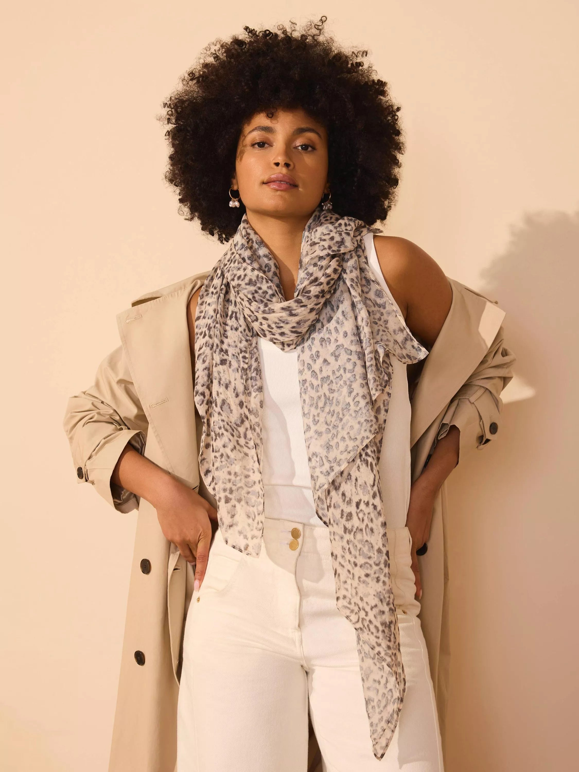 Mint Velvet leopard print lightweight scarf 100x180cm, UK version