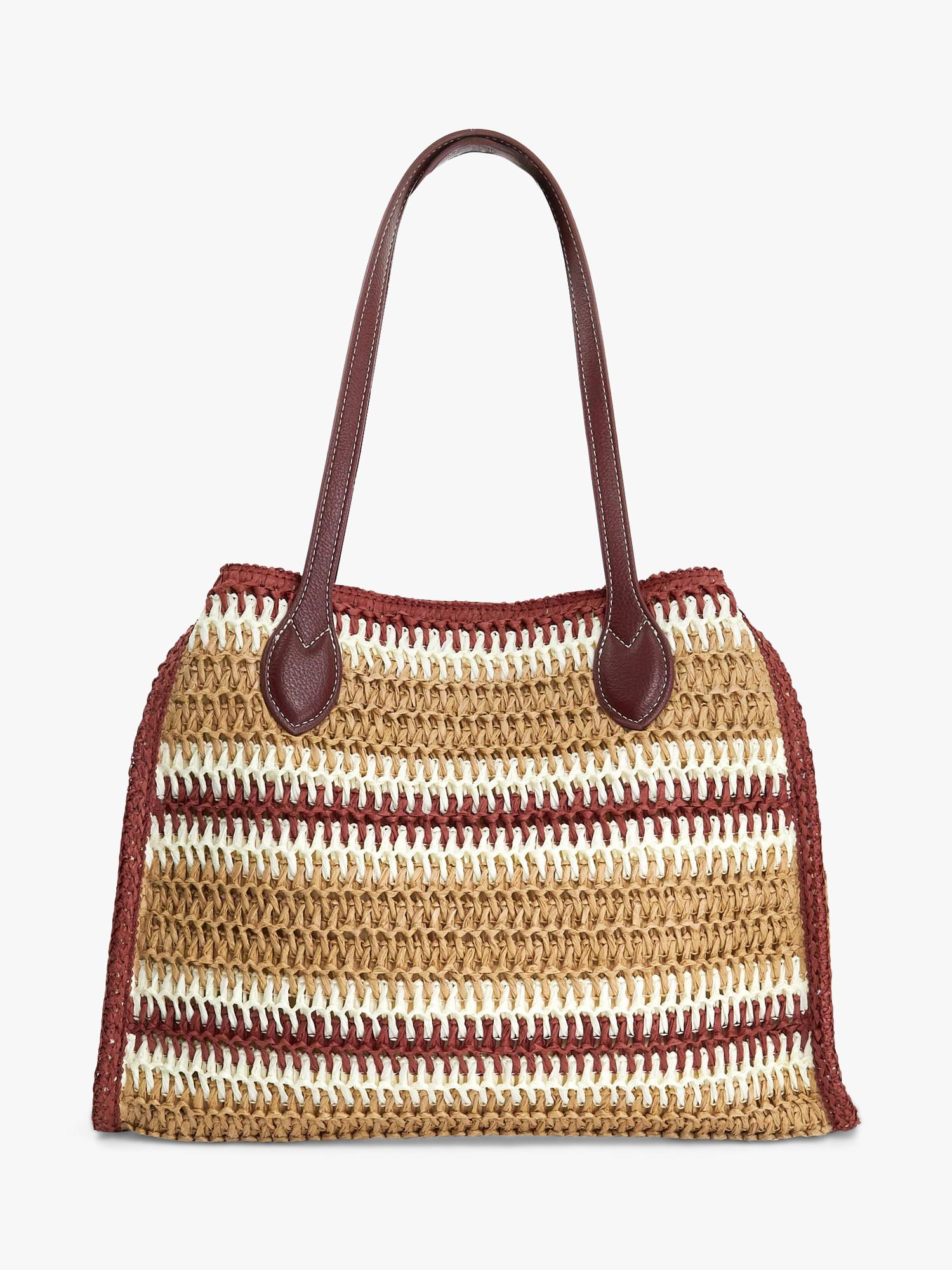 Dune London Devotedly burgundy raffia tote bag, UK version
