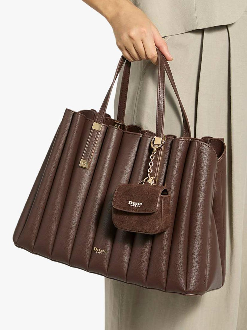Dune London tote bag Dolly pleated brown - British product