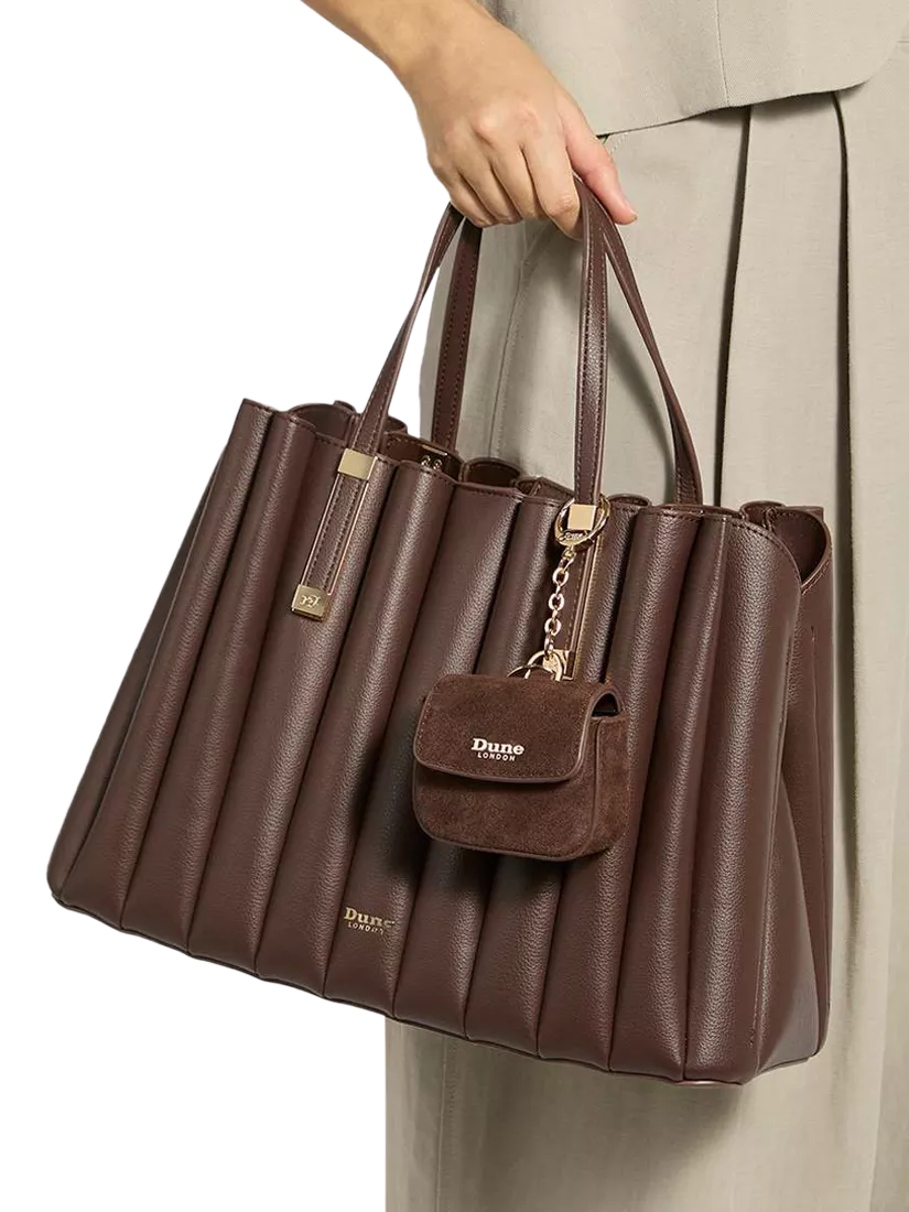 Dune London tote bag Dolly pleated brown - British product