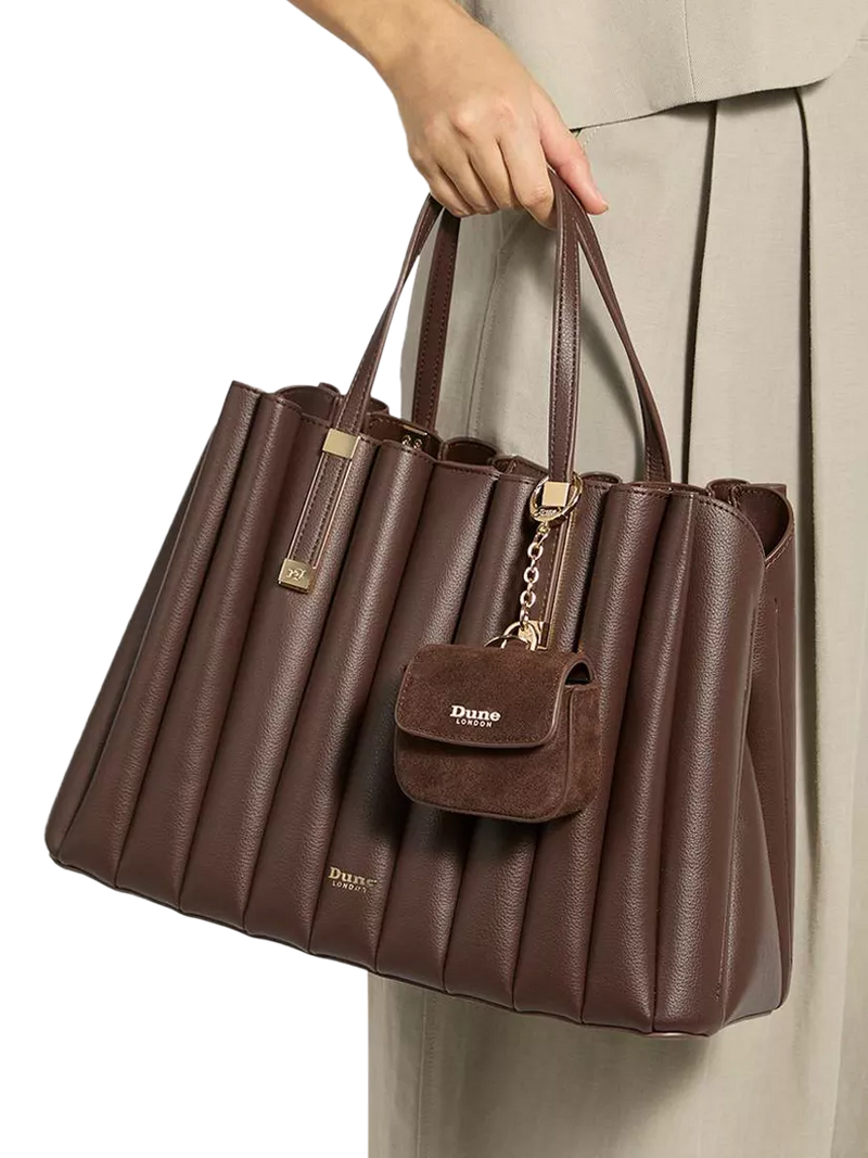 Dune London tote bag Dolly pleated brown - British product