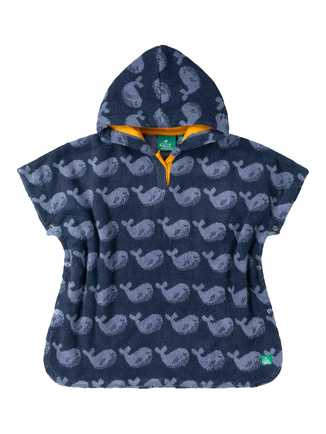 Little Green Radicals baby whale towel poncho blue, UK version