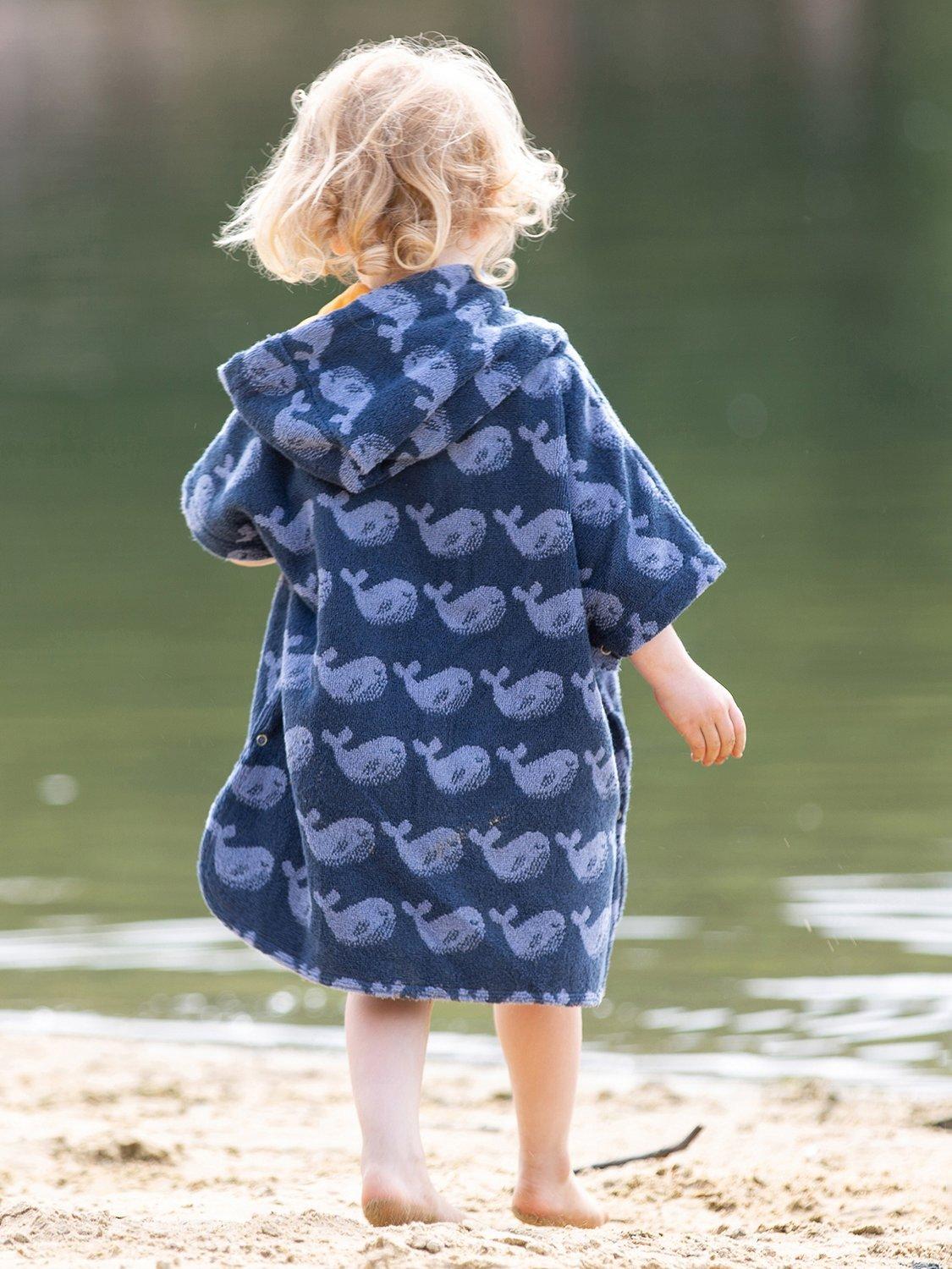 Little Green Radicals baby whale towel poncho blue, UK version