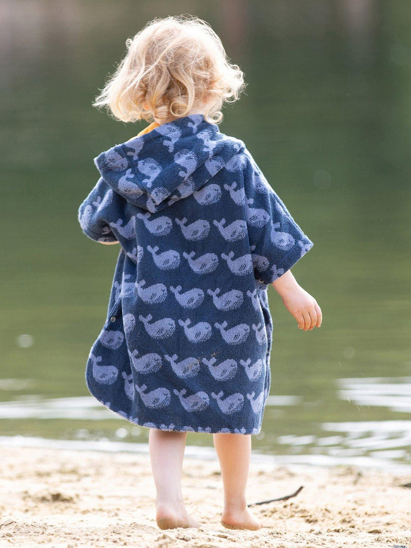 Little Green Radicals baby whale towel poncho blue, UK version