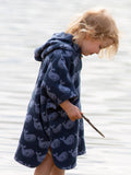 Little Green Radicals baby whale towel poncho blue, UK version