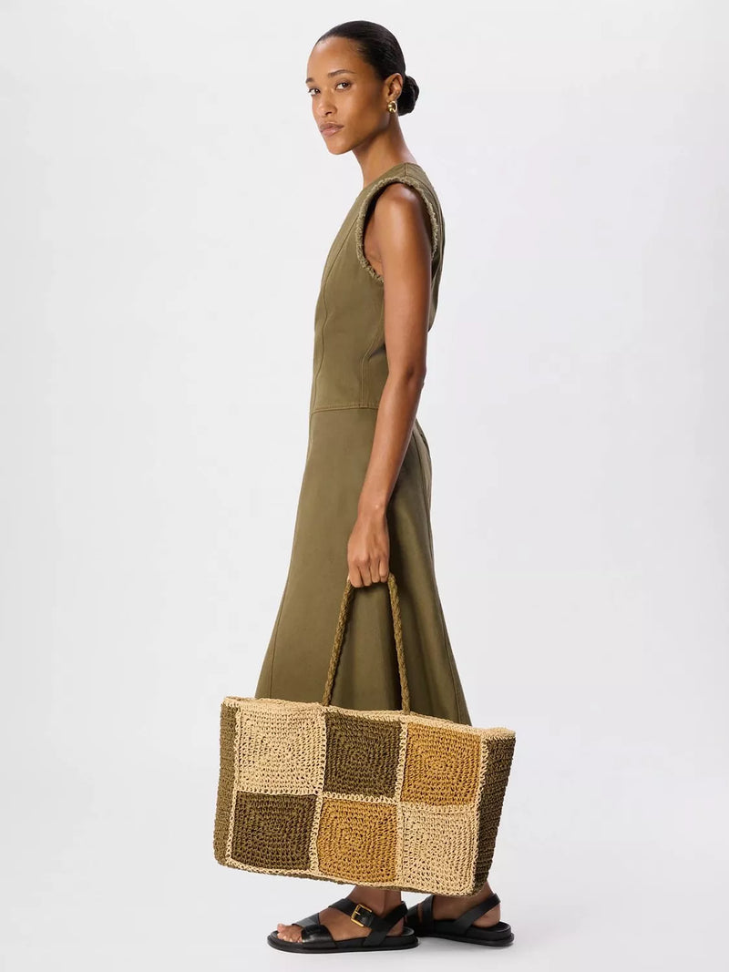Whistles patchwork straw tote bag multi - British product