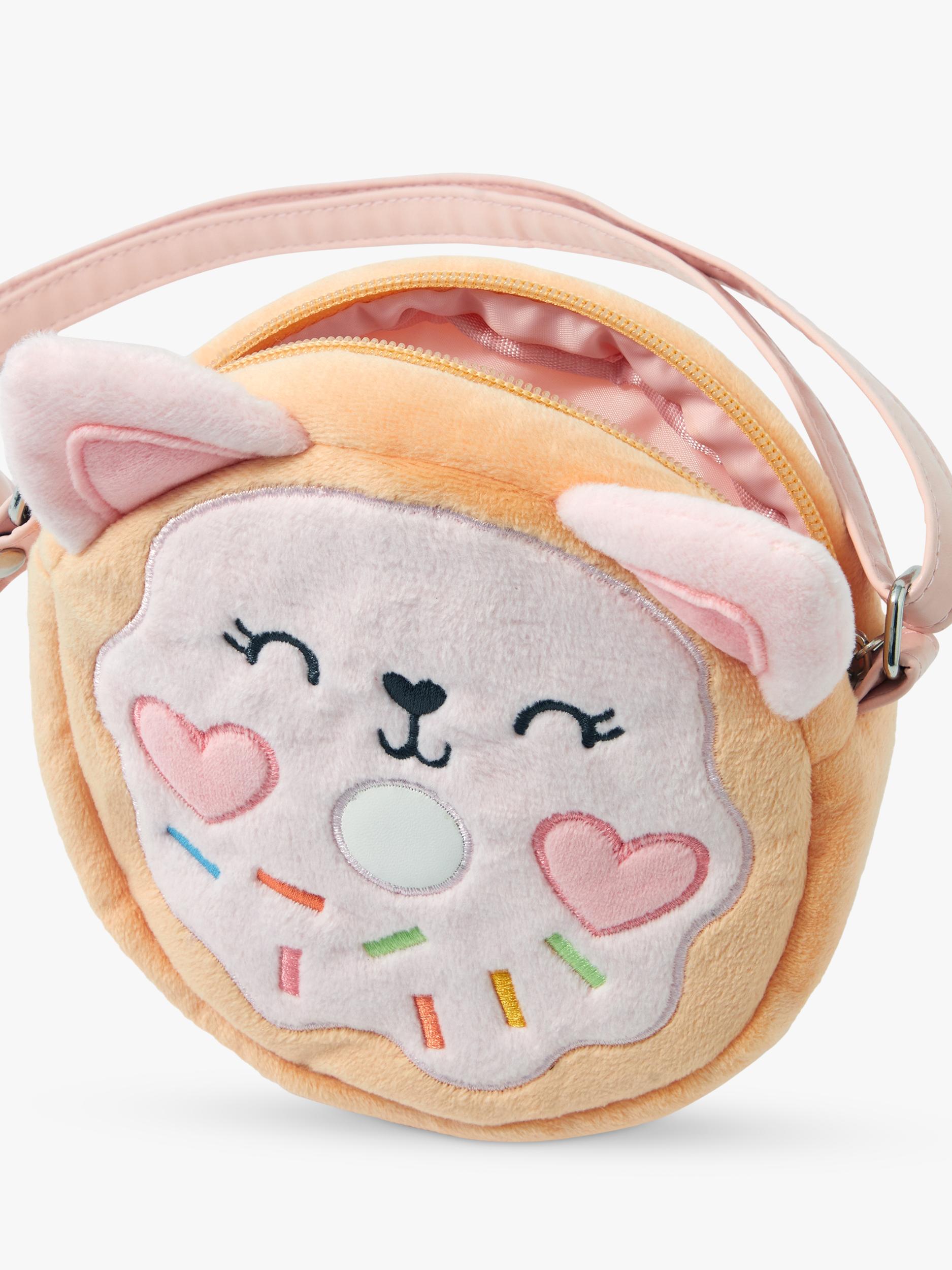 Angels by Accessorize kids plush doughnut crossbody bag pink - British product