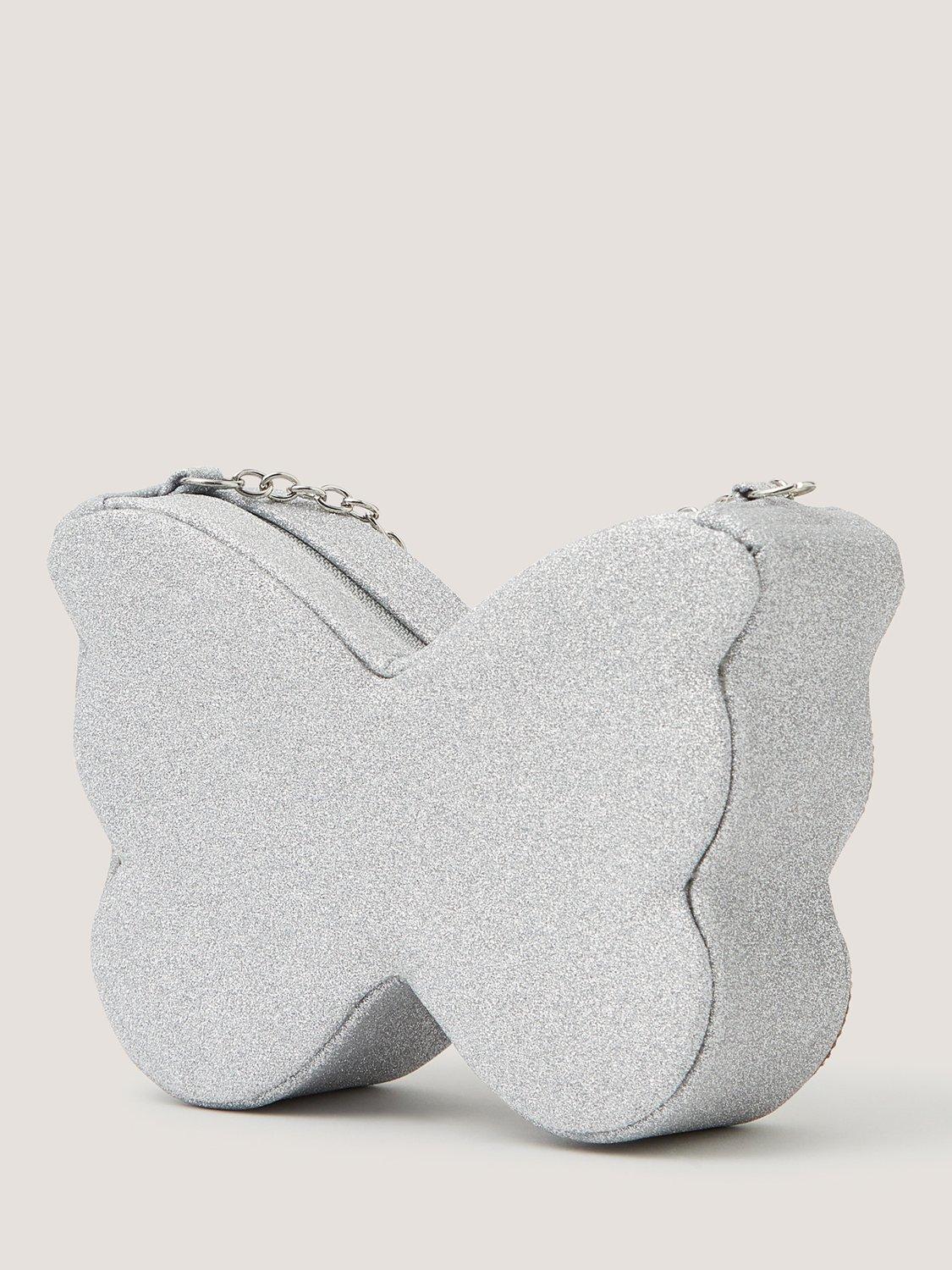 Monsoon kids diamanté butterfly bag silver, UK version