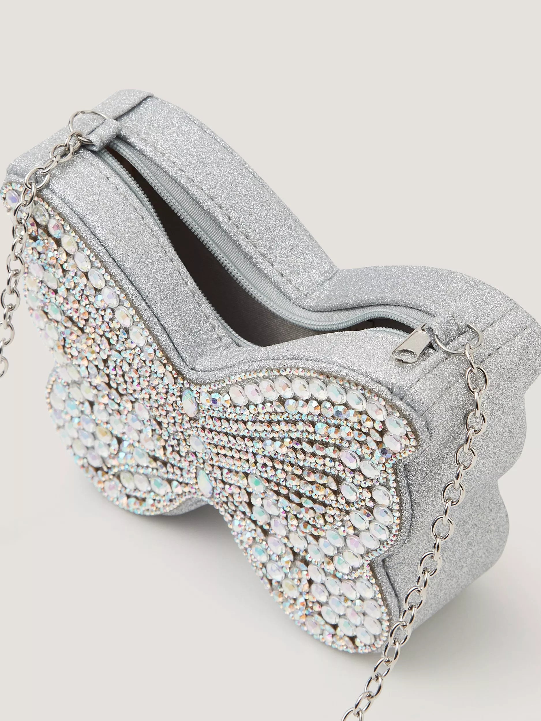 Monsoon kids diamanté butterfly bag silver, UK version