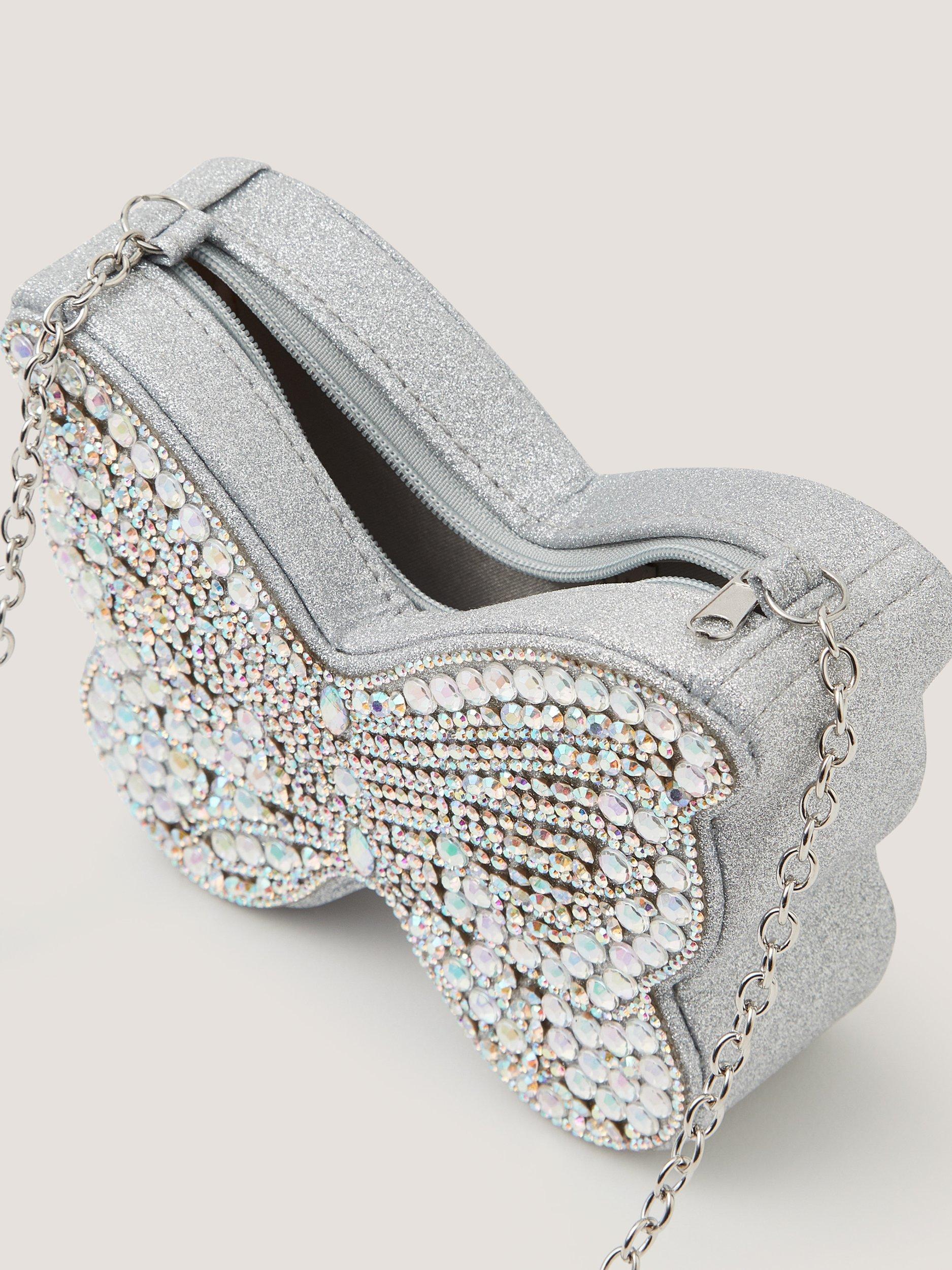 Monsoon kids diamanté butterfly bag silver, UK version