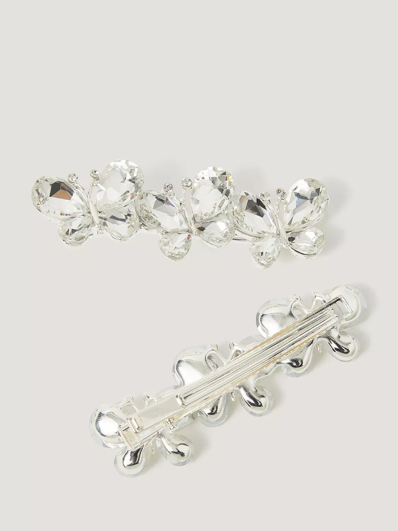 Monsoon kids butterfly hair clips pack of 2 silver, UK version