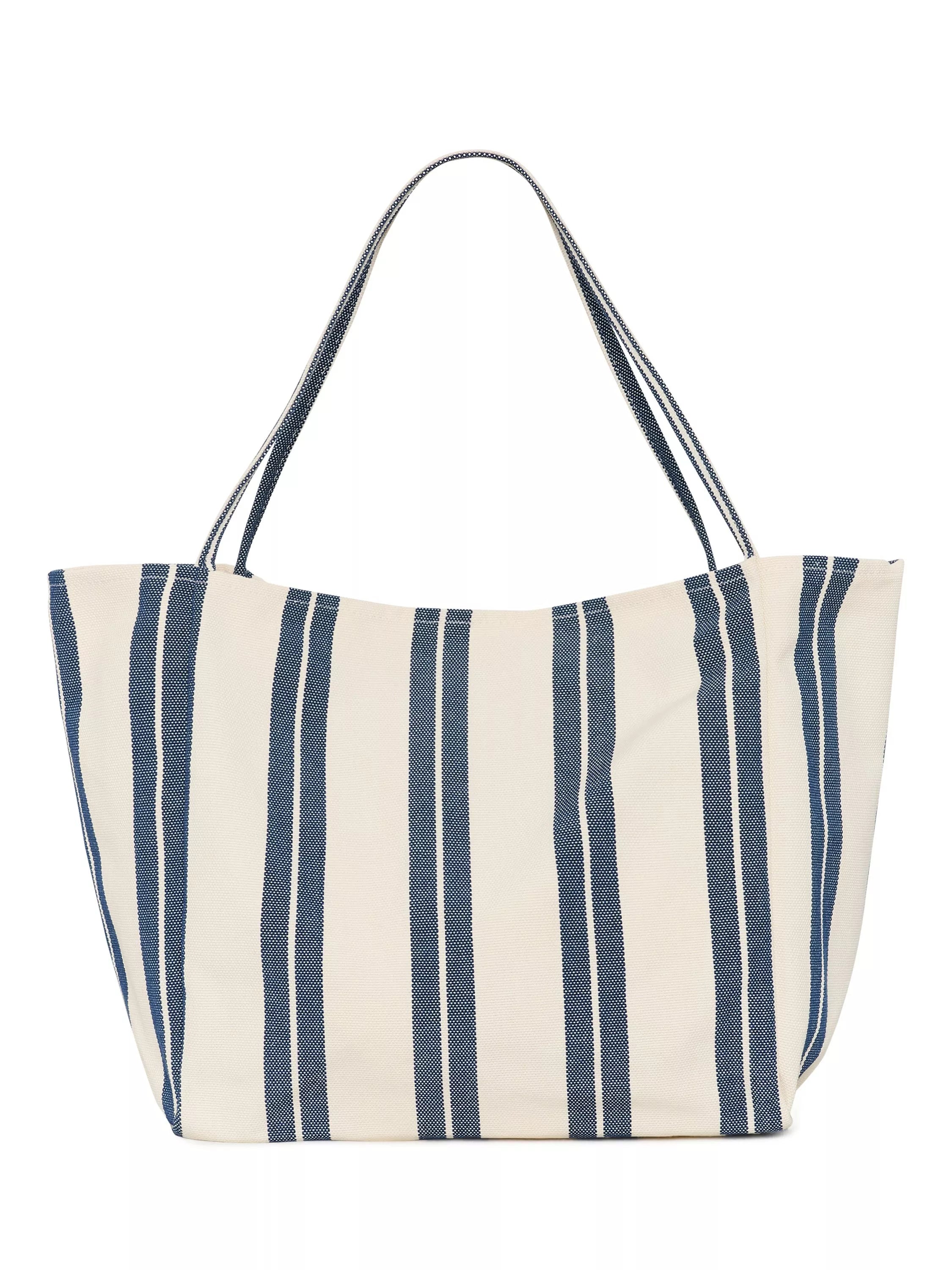 KAFFE Savanna Stripe beach bag chalk navy, imported from the UK