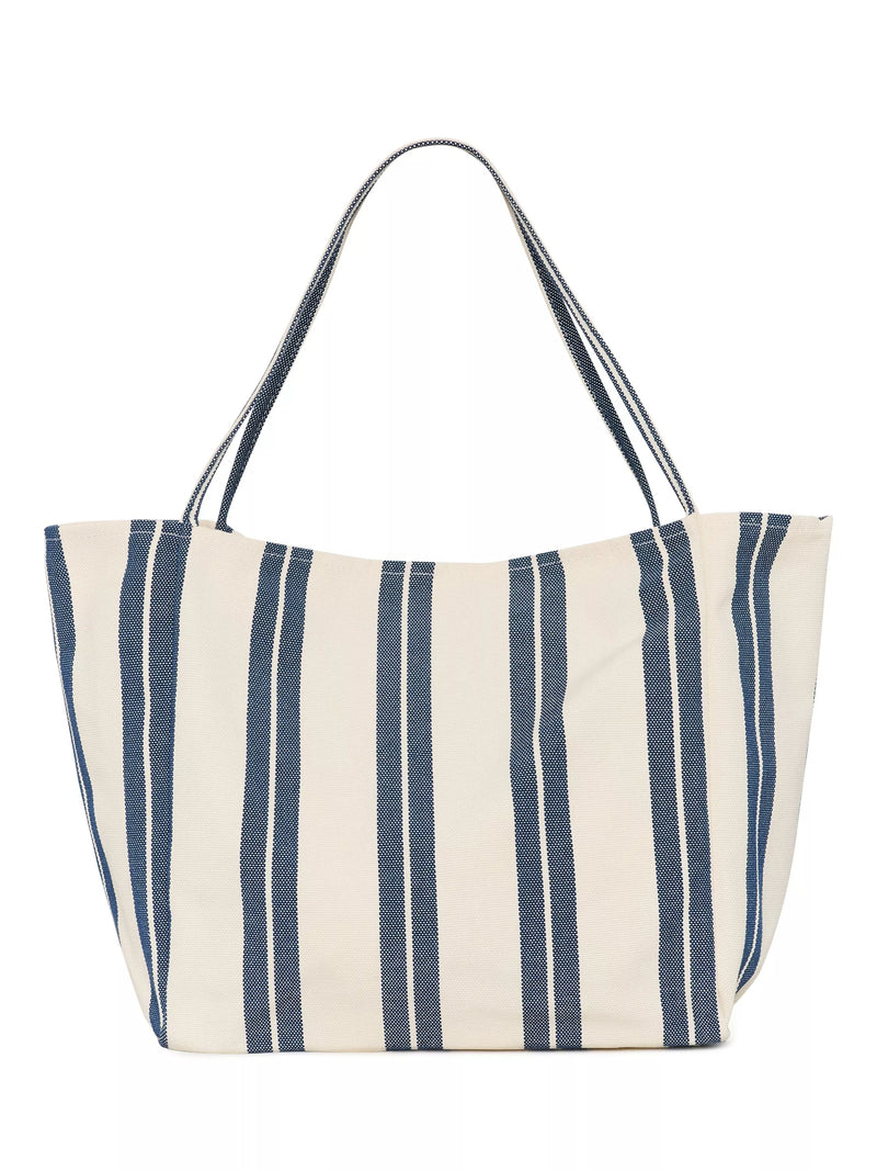 KAFFE Savanna Stripe beach bag chalk navy, imported from the UK